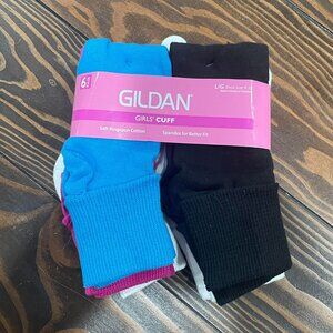 5/$20 NEW 6Pk 4-10 (L) Girls Cuff Socks Set